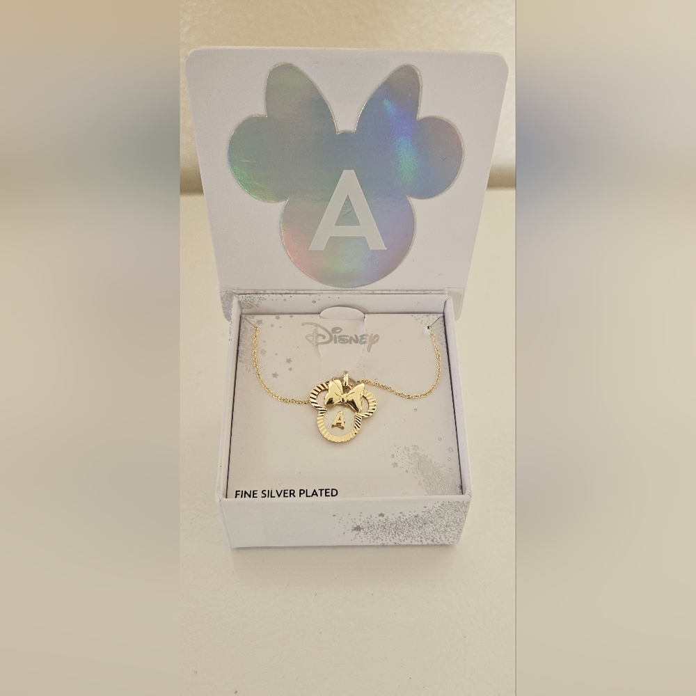 Disney Silver Plated Necklace with Initial A
